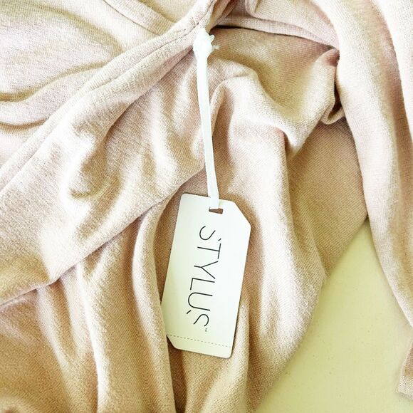 NWT Stylus Twist-Hem Long-Sleeve (XXL) Knit Tunic Top in Winter Rose Pink - Picture 6 of 9